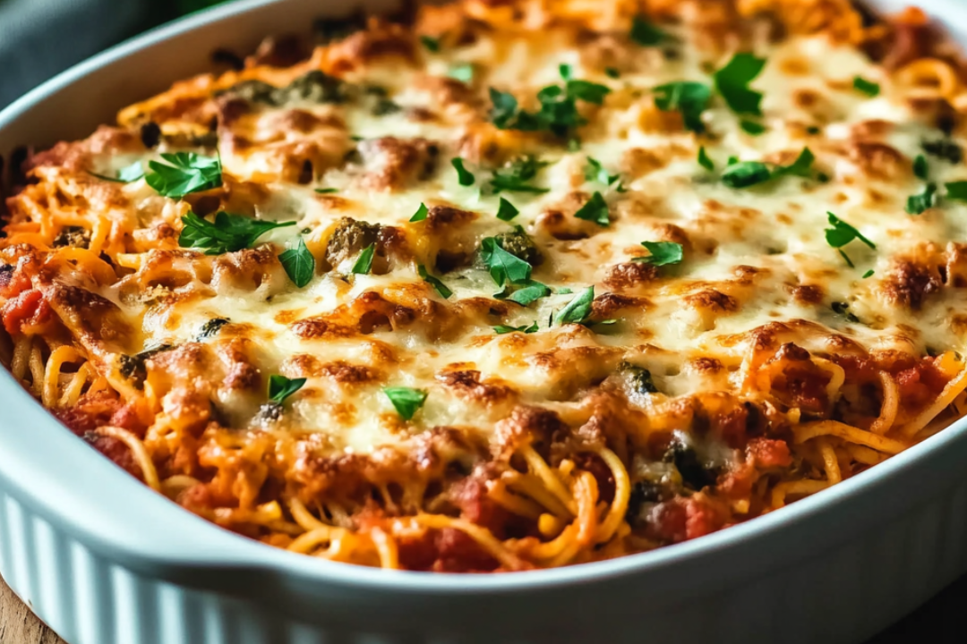 Protein-Packed Baked Spaghetti Casserole with Savory Meat Sauce